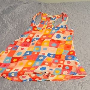 Sheer racerback sleevless  block color blouse